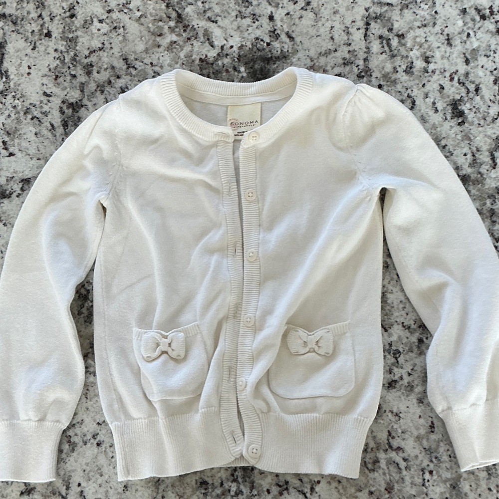 Gymboree Cream Button-Up Cardigan with Bow Accents